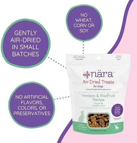 Café Nara Air-Dried Treats for Dogs, Venison & Kiwifruit, 3.5 oz
