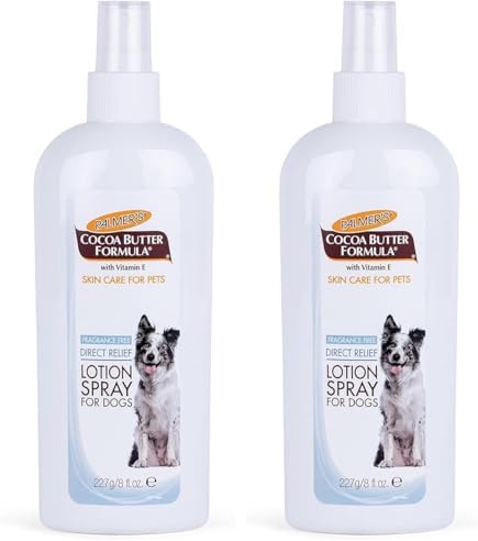Palmer's for Pets Cocoa Butter Formula Dry Skin Relief Spray for Dogs, Direct Spray-On Lotion with Vitamin E to Soothe Dry and Itchy Skin, No-Mess Application, 8 Fl Oz (Pack of 2)