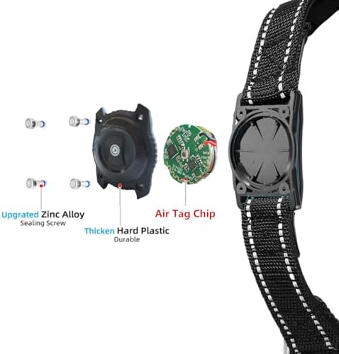 Tracking Collar for Dogs Waterproof Adjustable Air Tag Dog Collar Holder, Comfortable Dog Collars for Small Medium Large Dogs (Black, S)