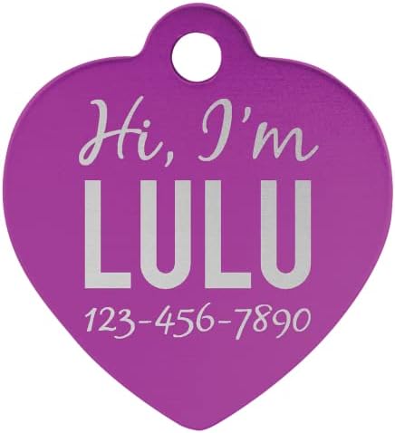 Signature Custom Laser Engraved Anodized Aluminum Pet ID Tags (Pink, Heart 1 1/4" x 1 1/4")