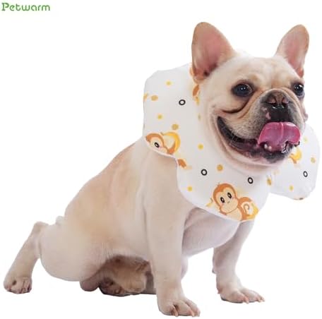 PetWarm Dog Recovery Collar, Recovery Collar, Yellow Monkey Print, S