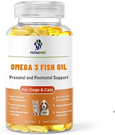 Omega 3 Fish Oil for Dogs & Cats | Dog Prenatal Vitamins | Joint Support | Brain & Heart Health | Pure EPA DHA Omega 3 for Dogs | 100 Soft Gels