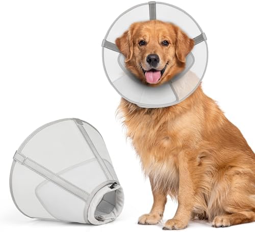 Breathable Mesh Dog Cone Collar for Surgery, Soft Elizabethan Recovery Alternative to Stop Licking,Pet Neck Collar for Large Medium Small Breeds