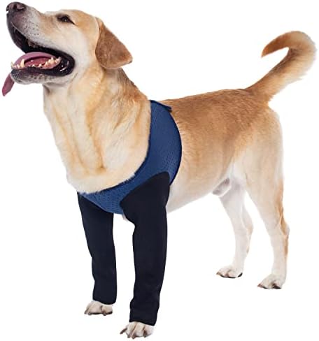 Coodeo Dog Recovery Sleeves, Cone Collar Alternative, Abrasion Resistant Dog Recovery Suit, Washable 2.5mm Thick and Waterproof, Pet Wounds Prevent Licking, Biting (Blue, XS)