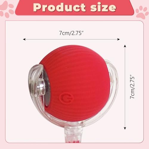 New Interactive Rolling Dog Ball, Interactive Cat Toys for Indoor Cats, 360° Smart Cat Toys Ball for Small Medium Cats Dogs, Red 1pcs