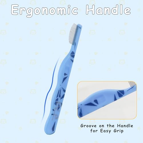Andiker Small Dog Comb, Cat Comb with Curved Stainless Steel Rounded Tips Fine Tooth Ergonomic Handle Practical Pet Comb for Dogs Cats Grooming Removing Tear Stain (Blue)