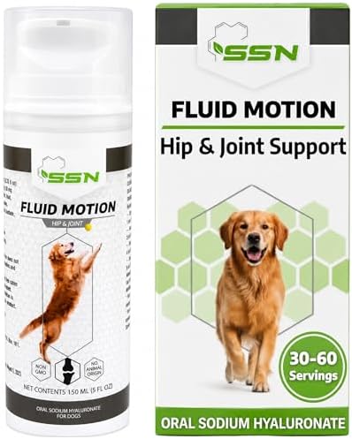 Fluid Motion - Hip & Joint Support for Dogs - Liquid Hyaluronic Acid - Joint Mobility, Skin, & Coat Supplement for Senior Dogs - Apple Flavor - Glucosamine Alternative (30-60+ Day Supply)