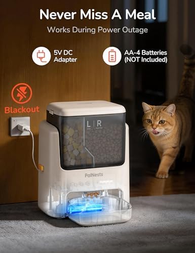 Automatic Cat Feeder 5L Dual Chamber, Timed 10 Meals WiFi