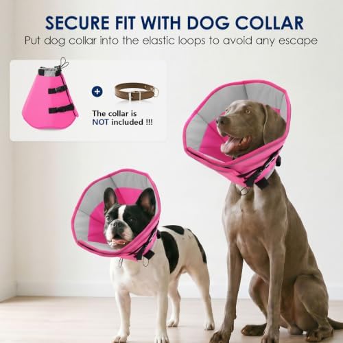 KOESON Medium Dog Cone, Surgery Recovery Dog Soft Cones, Pink M
