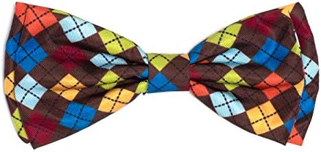 THE WORTHY DOG Fall Patterns Pet Bow Ties for Dogs & Cats, Autumn Argyle