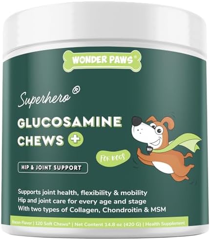 Premium Glucosamine For Dogs – Advanced Hip & Joint Supplement With Glucosamine Chondroitin For Dogs Flexibility, Mobility & Relief – Hip & Joint Supplement With Collagen & MSM – 120 Chews
