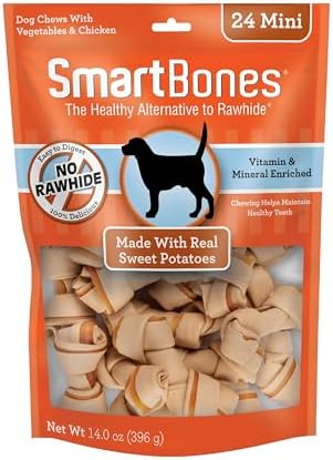SmartBones Mini Bones Rawhide-Free Dog Treat, Real Sweet Potato, 24 Count