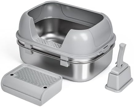 Triple Pan Stainless Steel Sifting Cat Litter Box