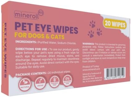 Pet Eye Wipes for Dogs & Cats - Individually Wrapped, Gentle Tear Stain Remover, Fragrance-Free, Alcohol-Free, Vegan, Soft Non-Woven Fabric - 20 Count