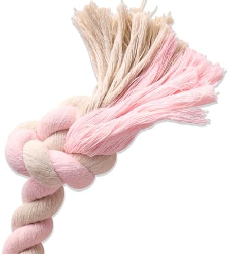 Pet Passion Natural Rubber Tire and Organic Cotton Rope Pull and Chew Dog Toy for All Pet Breeds, Blush, Medium