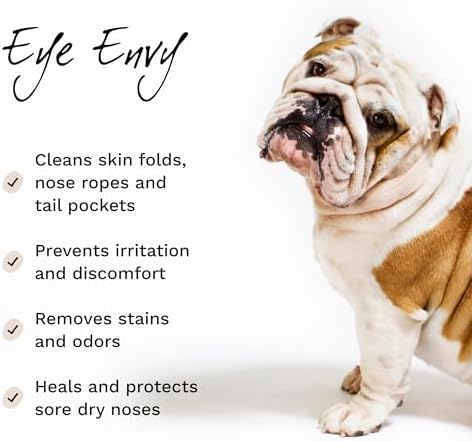 Eye Envy Bulldog Wrinkle Cleaner & Nose Care Kit. Bulldog Wrinkle Wipes, Tear Stain Powder, Applicator Brush & Dog Nose Balm. Cleans Skin Folds. Removes Stains. Helps Cracked Noses. Made in USA