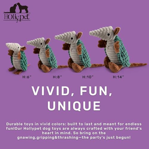 Hollypet Armadillo Squeaky Dog Toys for Medium Large Dogs, 14"