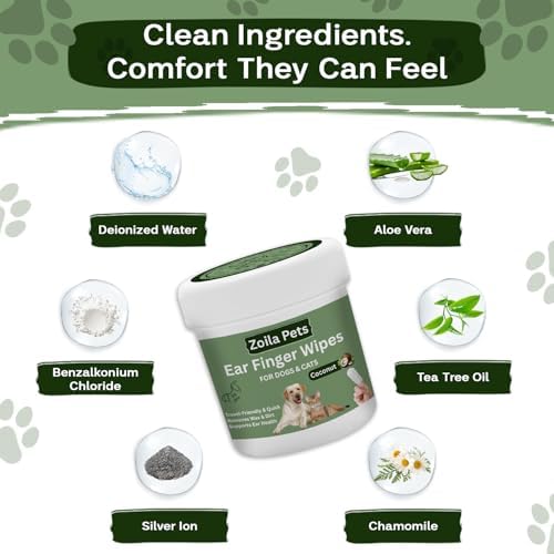 Dog Ear Wipes & Cat Ear Cleaner Coconut Scent - 50 Count