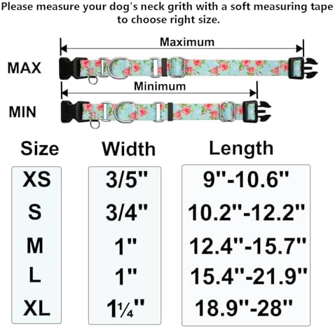 Martingale Collar for Dogs with Buckle No Pull, Green Floral, XL