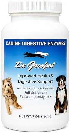 Digestive Enzymes + Probiotics for Dogs – Gut Health & Sensitive Stomach Support – Helps Relieve Gas, Bloating & Improve Digestion – Daily Digestive Aid Powder – 112 Servings – Dr. Goodpet