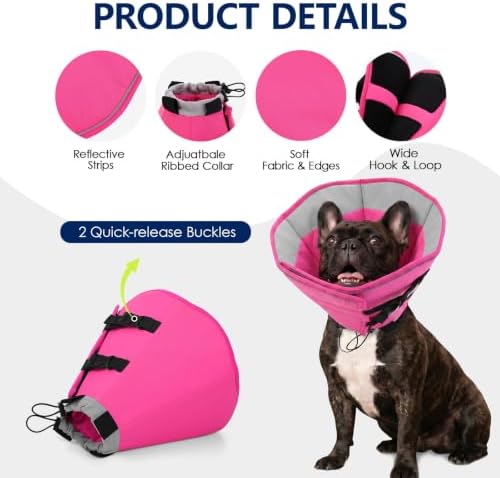 KOESON Soft Dog Cones, Reflective Dog Cone Collar to Stop Licking, Pink S