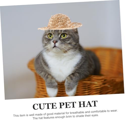 Pet Sombrero Straw Hat for Small Dogs and Cats Adjustable Sun Bucket for Garden and Beach Use Lightweight and Stylish