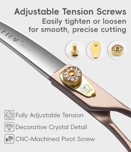 Professional Curved Dog Grooming Scissors 7.5'' Rose Gold 440C Stainless Steel Pet Cutting Shears Safety Trimming Shearing for Dogs Cats