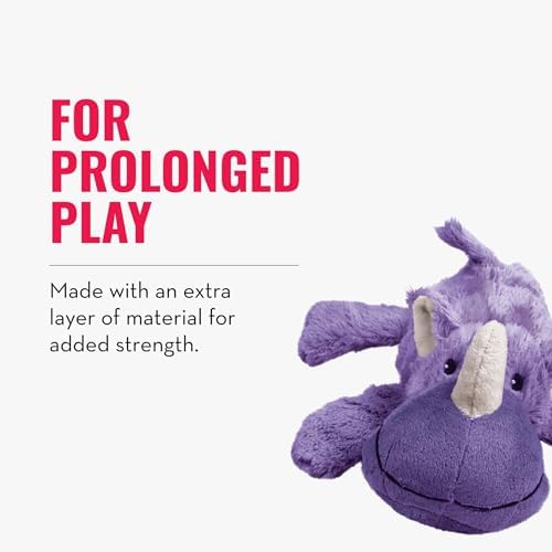 KONG - Cozie Rosie Rhino - Indoor Cuddle Squeaky Plush Dog Toy - for Small Dogs