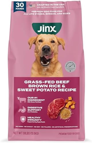 Jinx Dry Dog Food - Grass-Fed Beef, Brown Rice & Sweet Potato, 30lb