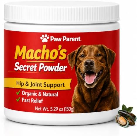Paw Parent Macho's Secret Powder, Paw Parent Green lipped Mussel, Dog Hip & Joint Support Powder, Helps Support Joint Mobility and Flexibility, 5.29 oz