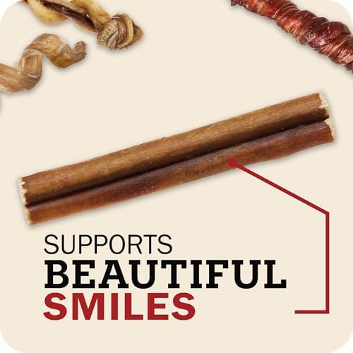 Redbarn Pet Products 12" Bully Sticks 100% Natural Dog Chews 2-Count, Pack of 18 Long Lasting Rawhide Free Beef Pizzle Treats for Medium, Large Dogs Dental Health Support