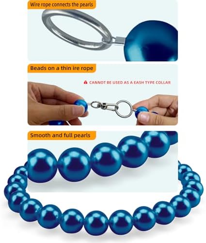 Chunky Pearl Dog Necklace (Beads 20mm),Elegant Classic Super Big Pearl Collar Necklace Accessories for Medium Large Dogs Occasions and Gatherings (Navy Blue, 2XL(Neck Girth 19''-21.5''))