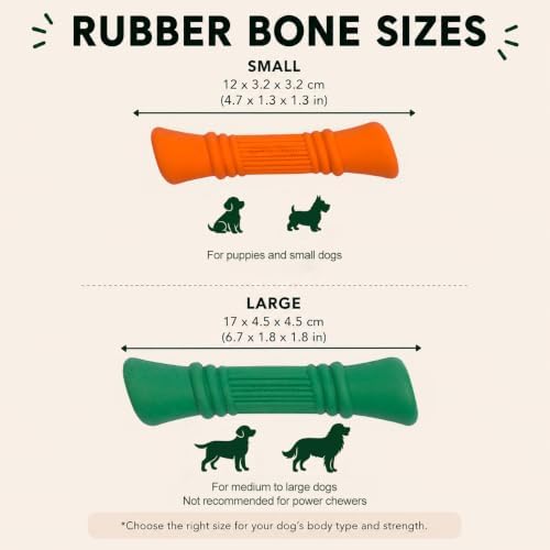 Green Sheep Enrichment Dog Bone for Puppies and Small Dogs, Natural Rubber Treat Dispensing Chew Toy with Textured Surface for Mental Stimulation & Dental Support, Interactive Dog Toys