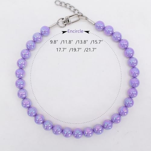 Iridescent Purple Beaded Dog Collar, Fashion Pet Necklace for Small Dog