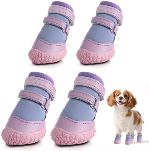 Dog Shoes for Small Dogs, Purple, Size 1