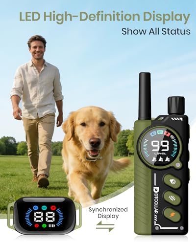 2-in-1 Bark Shock Collar 2 Pack - Smart Anti Barking Dog Training Collar with Beep/Vibration/Shock/Anti Bark 4 Modes, 3300FT IP67 Waterproof E Collar with Remote for Small Medium Large Dogs(8-120lbs)