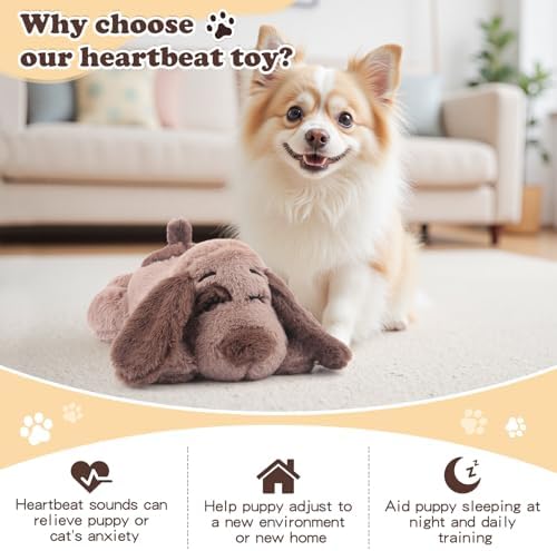 BEVERLYSHARK Beverly Shark Puppy Heartbeat Toy Dog Anxiety Relief Calming Aid Puppy Heartbeat Stuffed Animal Behavioral Training Sleep Aid Comfort Soother Plush Toy for Puppies Cats