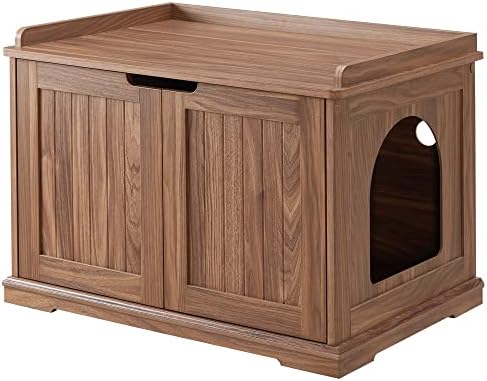unipaws Cat Litter Box Enclosure Furniture, Hidden Litter Box Cover