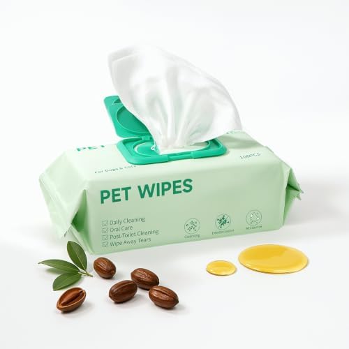100 Count Pet Wipes, Plant-Based Hypoallergenic Pet Cleaning Wipes
