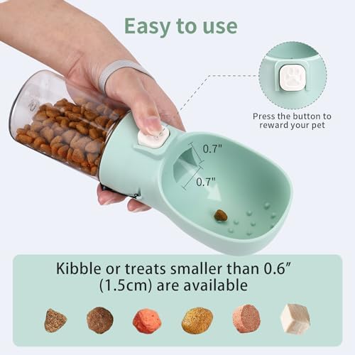 Colorday Handheld Dog Treat Dispenser Built-in Clicker & Treat Pouch, Hand Feeder for Puppy Training Walking Hiking Traveling (10 OZ, Green)