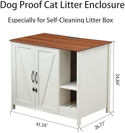 FOREST GRAVITY Extra Large Litter Box Cabinet for Self-Cleaning Litter Box
