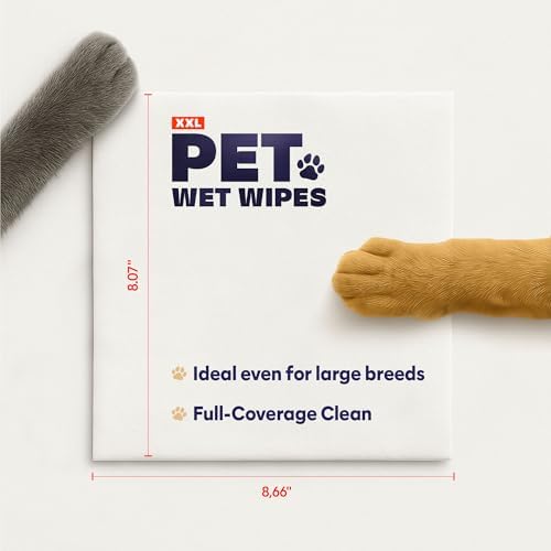 Papilion Pet Wipes for Dogs & Cats, Gentle Grooming & Cleaning Wipes, Safe for Paws, Coat & Face for Daily Use, Paraben-Free, Extra Large All-Purpose Wipes, Flip-Top Pack, 50 Count