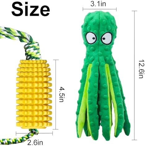 Squeaky Dog Toys - Octopus Plush Crinkle Toys with No Stuffing, Durable Interactive Pet Toys for Small, Medium & Large Dogs, Great for Teething and Play(1PCAK Plush Octopus)