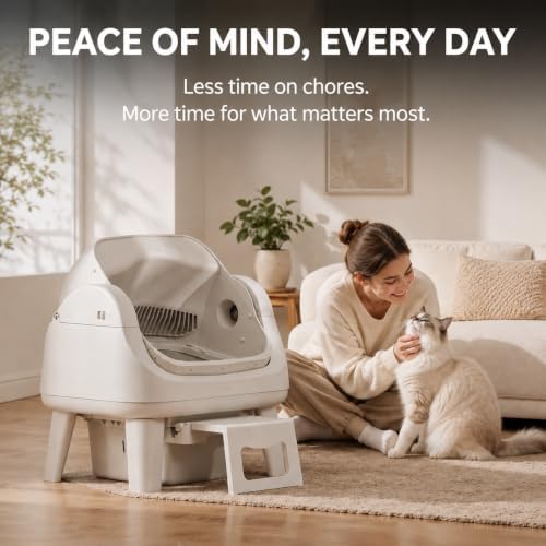 Automatic Litter Box,with Easy-Access Step, Anti-Pinch Safety