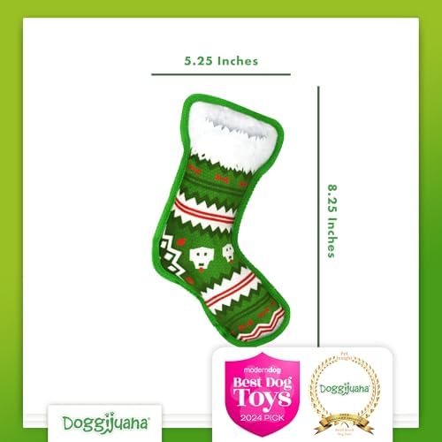 Doggijuana Tuffer Chewer Dog Toy, Stocking Stuffer | Holiday Plush, Squeaky