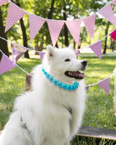 Chunky Pearl Dog Necklace (Beads 20mm),Elegant Classic Super Big Pearl Collar Necklace Accessories for Medium Large Dogs Occasions and Gatherings (Turquoise, 3XL(Neck Girth 20.5''-23''))