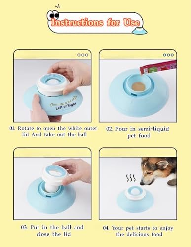 Dog Cat Licks Toys for Liquid Food, 2026 New Non-Slip Dog Lick Bowl Toys, Anxieties Relief Slow Feeder Dog Lick Ball Treat Dispenser (White Ball)