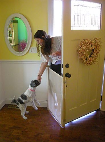 Bow Wow Barrier 28-Inch Café Retractable Exterior-Door Barrier for Pets | USA-made Smart Retract hardware-mounted barrier for exterior doors; opens with the door to help keep dogs & cats inside