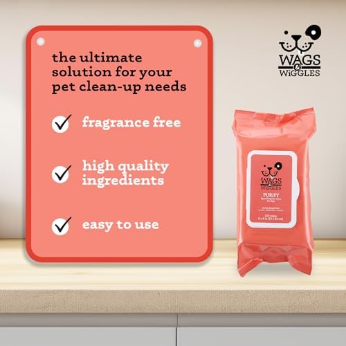 Wags & Wiggles Hypoallergenic Dog Wipes, Zesty Grapefruit, 100 Count