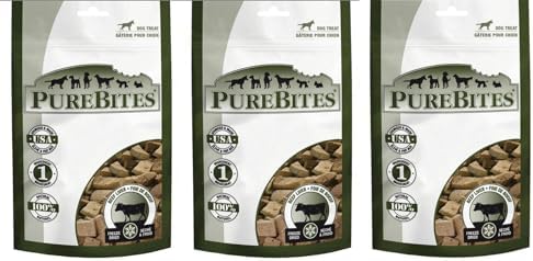 (3) PureBites Beef Liver Freeze Dried Dog Treats 4.2oz Bags. Total 12.6oz